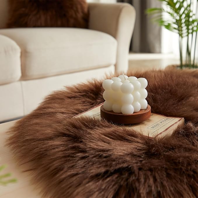 EasyJoy Ultra Soft Fluffy Shaggy Area Rug, 2 x 4 ft, Coffee | Sheepskin - Image 5