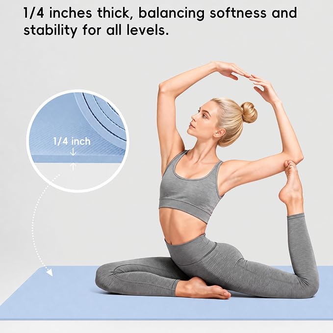 Extra Wide Yoga Mat 72" x 32", 6mm Non Slip TPE Exercise Mat - Image 4