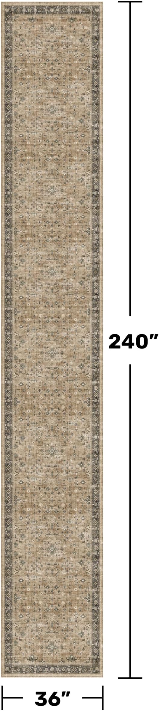 Hazo Haus Washable Earthy Tone 3x20 Extra Long Hallway Runner Rug, Neutral Boho - Image 2