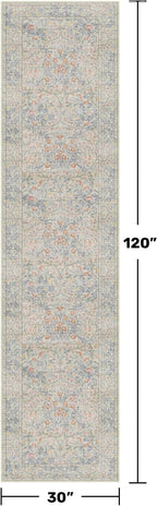 Hazo Haus Beige Blue Washable 2'6"x10' Wide Hallway Runners, Kitchen Runner Rug - Image 2