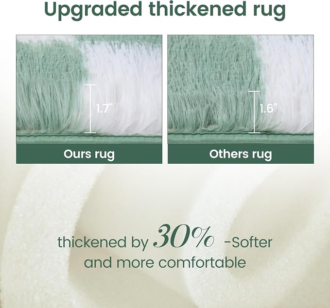 Super Soft Rug for Bedroom, 5x7 ft Sage Green and White Area Rug Classic - Image 4