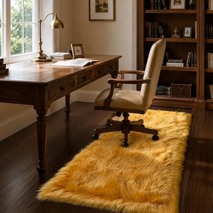 EasyJoy Faux Sheepskin Rug, Fluffy Faux Fur Rug, Ultra Soft Shag Area Rug - Image 2