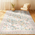 3x5 Area Rugs, Washable Floral Rug, Low Pile Non-Slip Carpet, Flower Rug by meejou