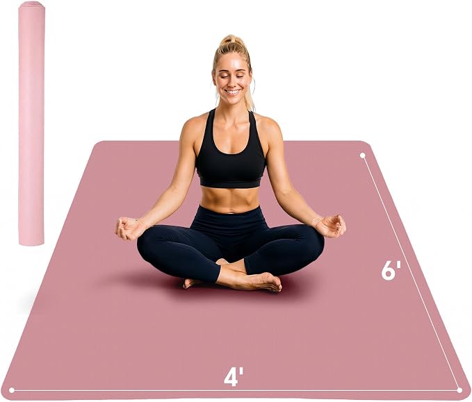 Stepwaver Extra Large Yoga Mat 6'x4', Ultra Durable, Wide Workout Mat, Wide by Stepwaver