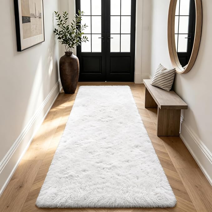 Shag Runner Rug for Bedroom Living Room 2x6 Upgrade Non-Slip Fluffy Soft - Image 4