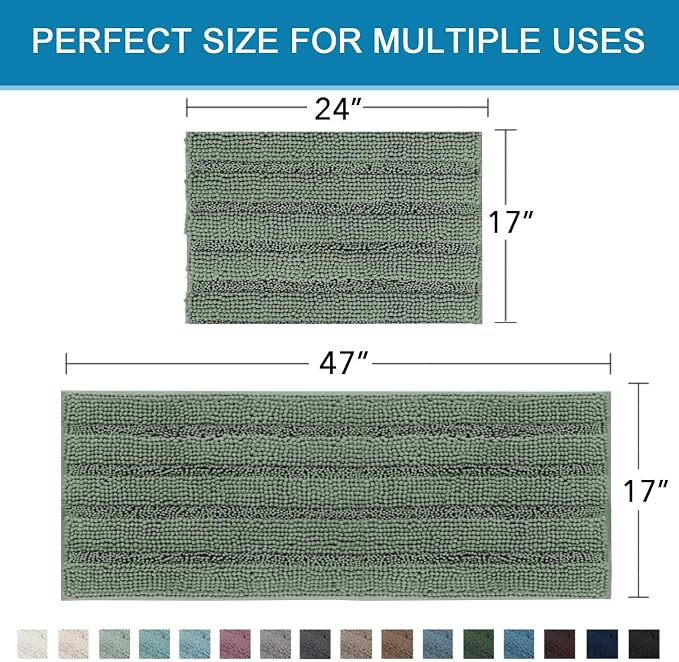 H.VERSAILTEX 2 Piece Bathroom Rugs Bath Mats Sets Super Absorbent Chenille - Image 2