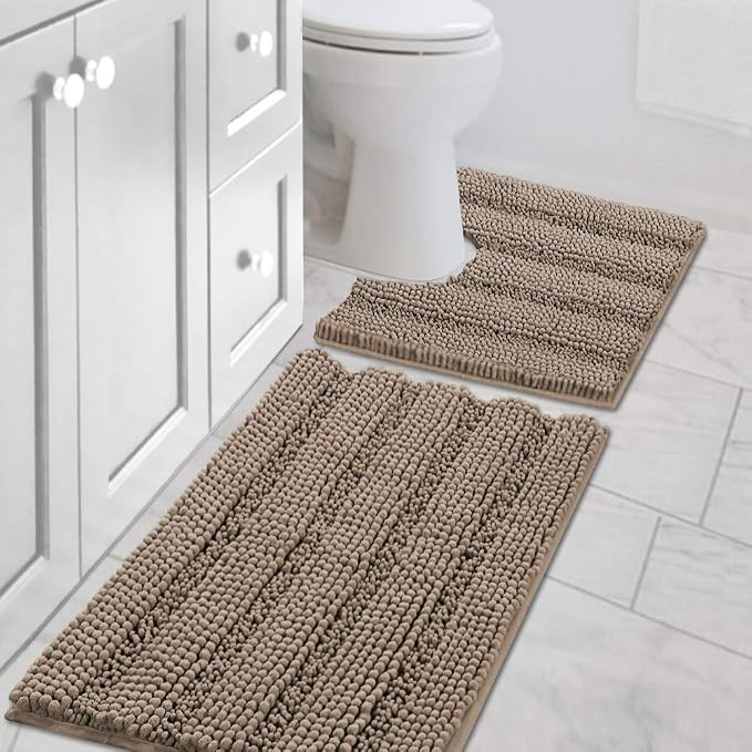 H.VERSAILTEX Bathroom Rugs Bath Rug Set 2 Piece Bathroom Contour Rug Toilet Mat by HVERSAILTEX