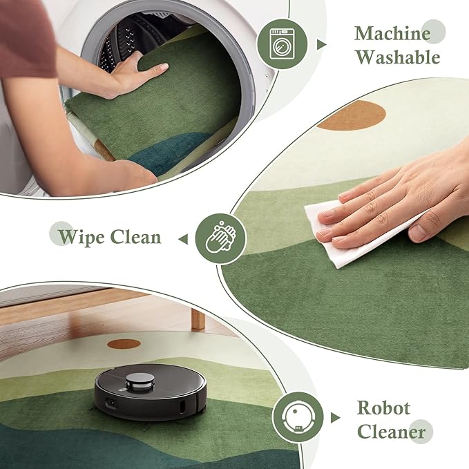 6ft Round Rugs for Living Room, Soft Washable Non-Slip Large Circle Rug - Image 4