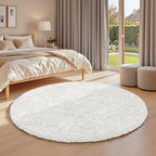 White Round Fluffy Rug 6ft, Soft Bedroom Circle Rugs Mats - Image 3