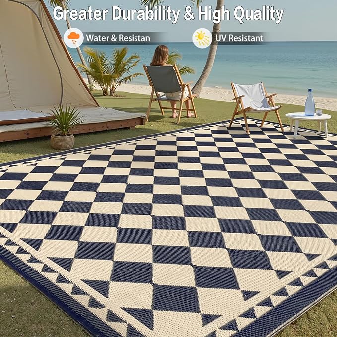 HUGEAR Outdoor Rug for Patios Clearance, Waterproof Mat, Large Outside Carpet - Image 4
