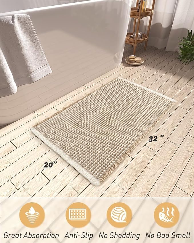 AMOAMI Upgraded Waffle Bath Mat, Super Absorbent Non Slip Bath Mats - Image 2