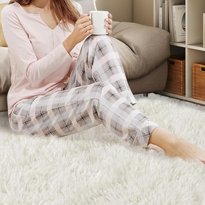Mugorn 4x6 Rugs for Living Room, Large Fluffy Cream White Area Rugs for Bedroom - Image 7