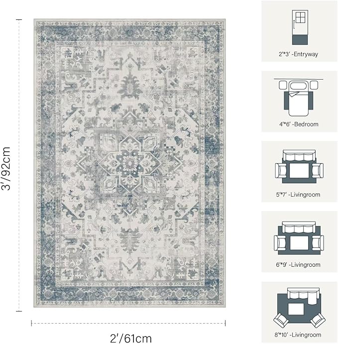 Rugxara 2x3 Entryway Rug, Door Mat Indoor Entrance, Washable Non Slip Kitchen - Image 2