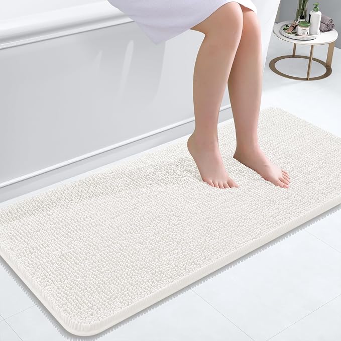 OLANLY Bathroom Runner Rugs 47x20, Extra Soft Absorbent Chenille Bath Rugs by OLANLY