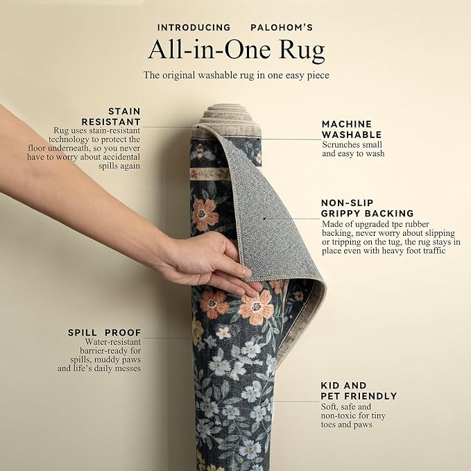 Machine Washable Small Rugs for Entryway: Door Mat Indoor Entrance 2x3 Rug Boho - Image 4