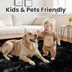 8x10 Area Rugs for Living Room Rug: Soft Fluffy Shag Black Rugs for Bedroom - Image 4