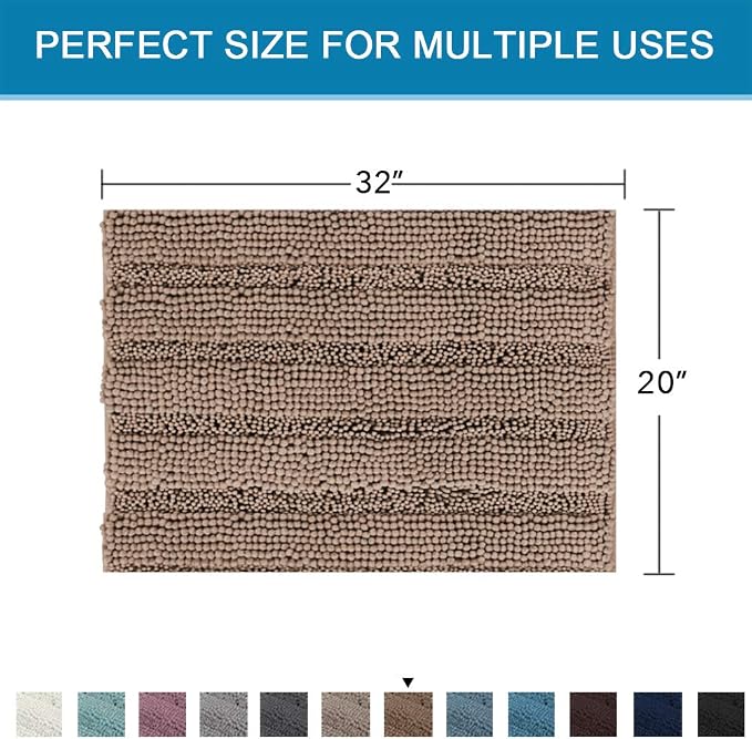 H.VERSAILTEX Bath Rugs for Bathroom Non Slip Bath Mats Extra Thick Chenille - Image 2