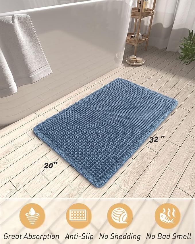 AMOAMI Upgraded Waffle Bath Mat, Super Absorbent Non Slip Bath Mats - Image 2