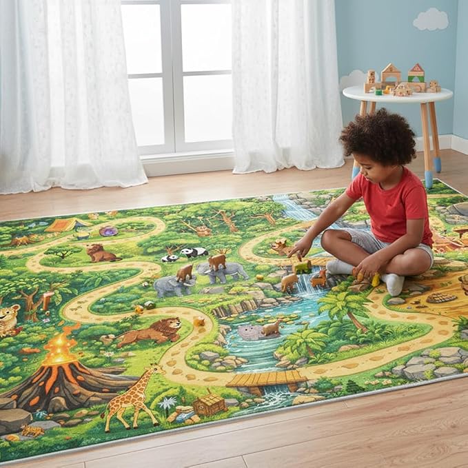 4x6ft Kids Animal Adventure Play Rug - Image 2