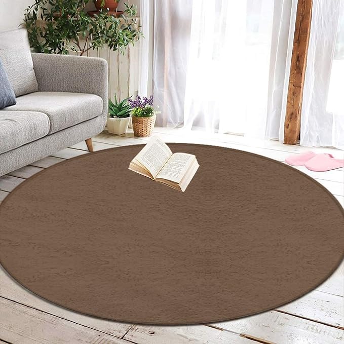 Machine Washable Modern Round Area Rug, Room Sofa Yoga Soft Round Carpet - Image 5