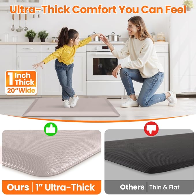 Kitchen Mats for Floor, 1 Inch Extra-Thick Kitchen Rugs, Non-Slip & Waterproof - Image 6