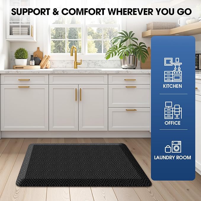Mattitude 4/5 Inch Thick Kitchen Mat Cushioned Anti-Fatigue Floor Mat Water - Image 7