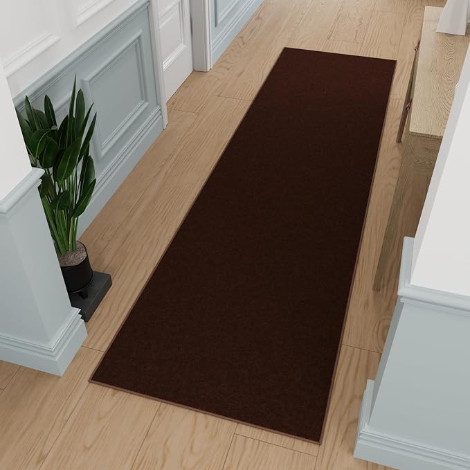 Ottomanson Hallway Runner Rug 2'7" x 9'10" Non Slip Solid Area Rugs Easy to by Ottomanson