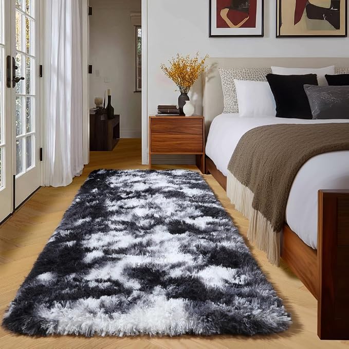Amdrebio Black White Grey Runner Rugs 2x6 by Amdrebio
