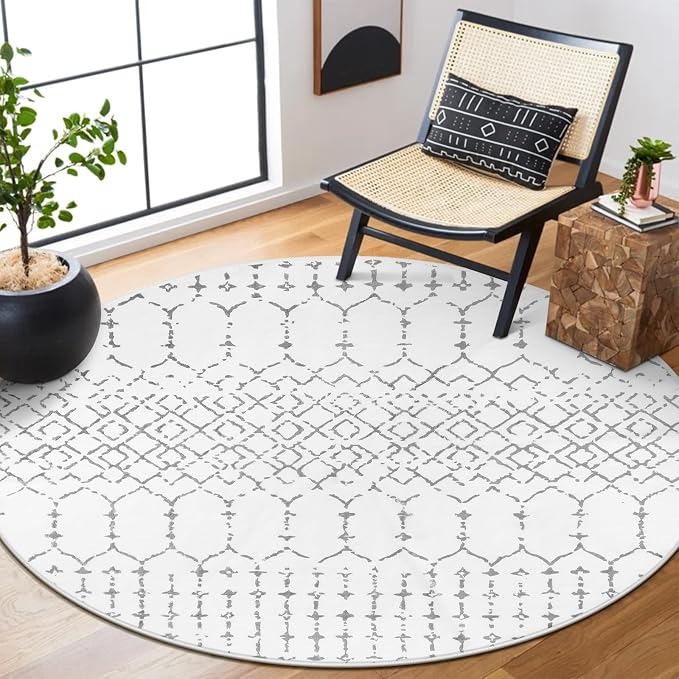 Lahome Moroccan Round Rugs 4Ft Washable Non-Slip Small Round Area Rug - Image 8