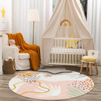 Lahome Pink 6' Round Area Rug, Non-Slip Soft Ultra-Thin Washable Floral Boho - Image 5