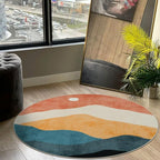 5 ft Abstract Round Rugs for Bedroom, Washable Non-Slip Circle Rug, Soft by Sungea