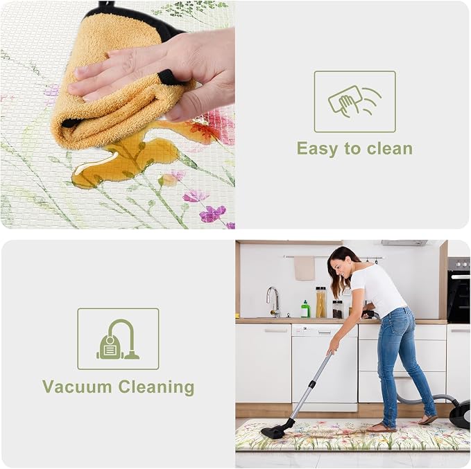 KIMODE Kitchen Mats Cushioned Anti Fatigue, Summer Farmhouse Flower Kitchen - Image 5