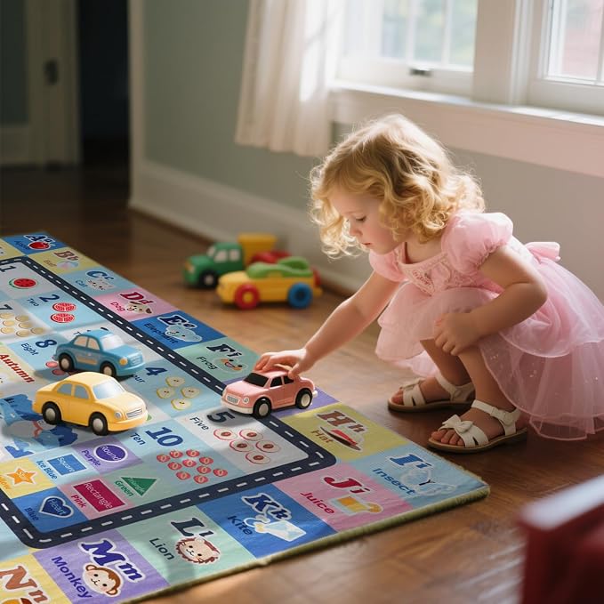 Kids ABC Rug for Playroom, Classroom Alphabet Area Carpet Playmat, Washable - Image 9
