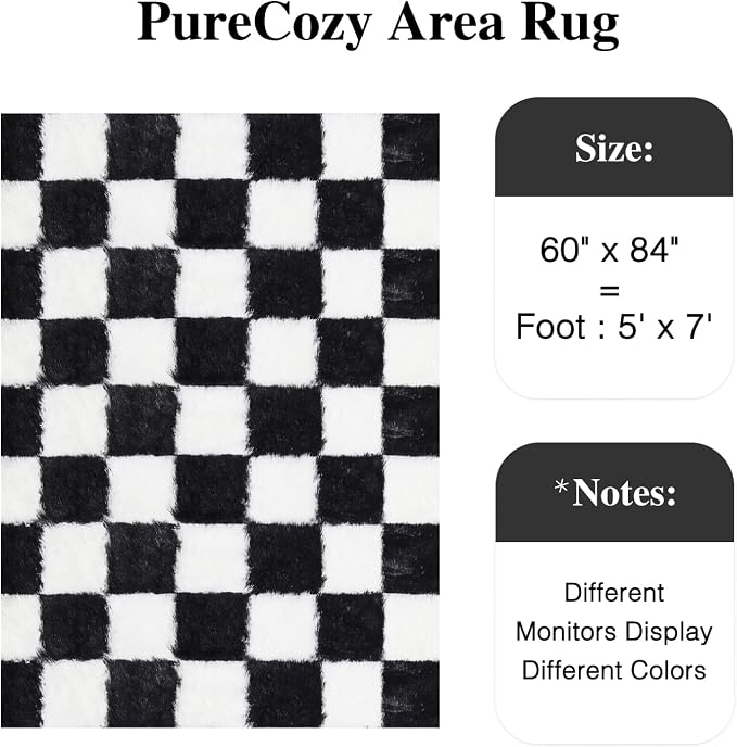 PureCozy Checkered Rug 5x7 for Living Room - Image 2