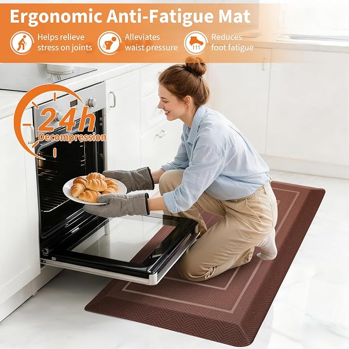 UKISS 9/10"" Extra Thick Cushioned Anti Fatigue Kitchen Mat, Waterproof High - Image 3