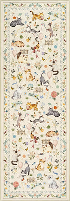 Unirea 2x6 Beige Cat Runner Rug, Washable Non Slip Botanical Rug - Image 2