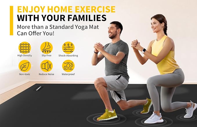 CAMBIVO Large Exercise Mat for Home Workout, Shoe-Friendly, Non-Slip Gym Mat - Image 4
