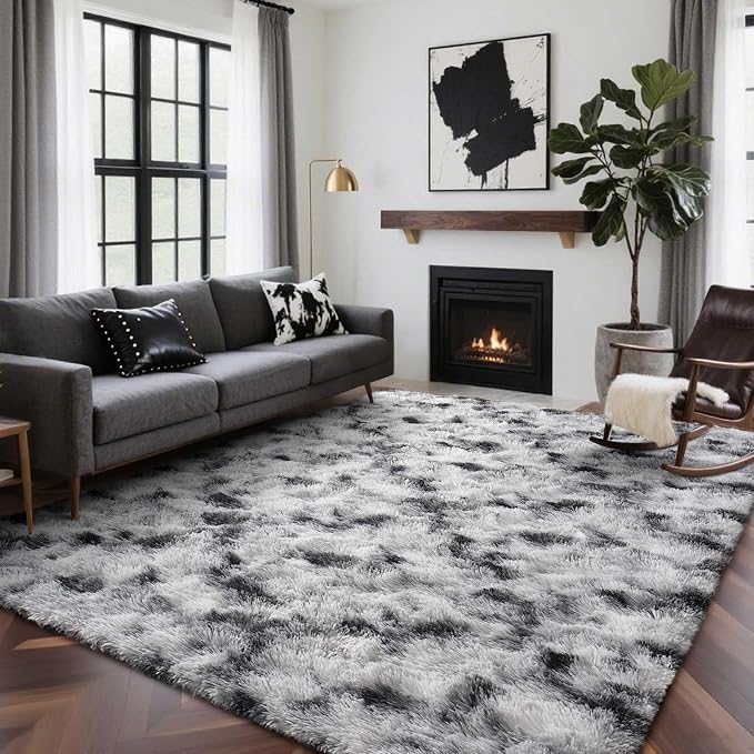 4x6 Ft Shag Area Rug for Bedroom Living Room, Tie-Dyed Ultra Soft Fluffy Furry - Image 2