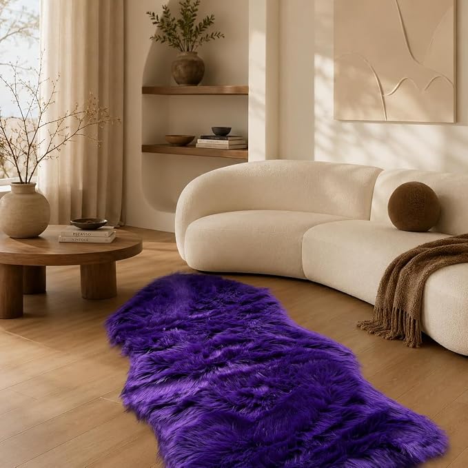 EasyJoy Faux Sheepskin Rug, Fluffy Faux Fur Rug, Ultra Soft Shag Area Rug - Image 6