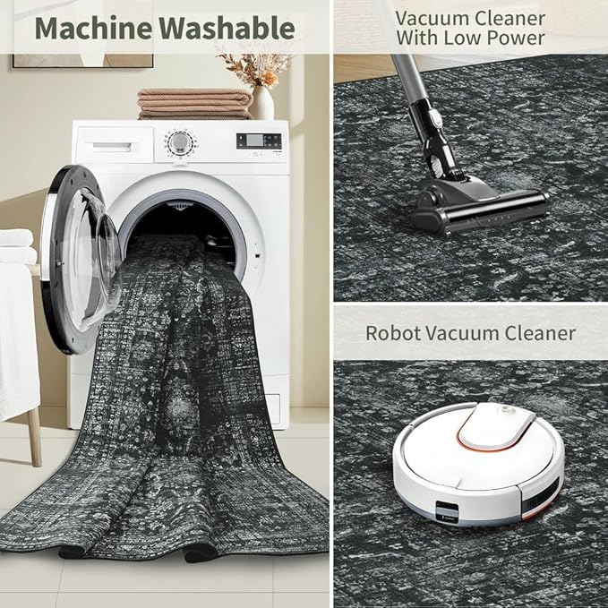 Rugxara 2x6 Runner Rug, Washable Kitchen Rugs, Non Slip Low Pile Area Rug Carpet - Image 5