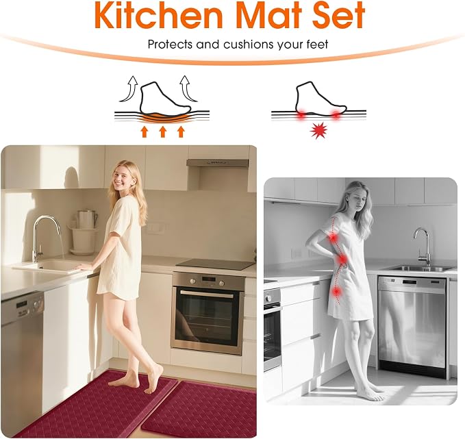 TranquilRelax 4/5 Inch Thick 2-Piece Anti-Fatigue Kitchen Mats, Cushioned - Image 4