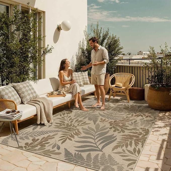 Easy Jute Rug Outdoor Indoor 6x9 Patio Mat Porch Brown Natural Non Slip Area Rug by WondRg