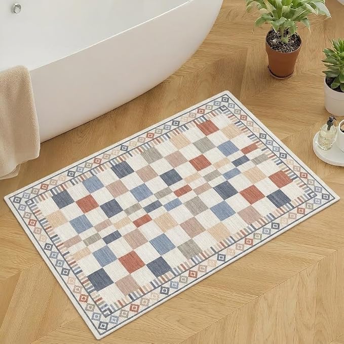 GarveeHome 2x3 Small Rug for Bathroom Machine Washable Modern Checkered Area - Image 8