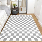 Terrug Grey and White Checkered Rug by TerrugHomeDecor