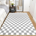 Terrug Grey and White Checkered Rug by TerrugHomeDecor