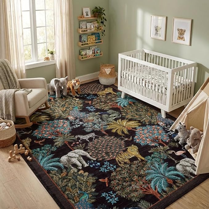 GarveeHome Jungle Animal Print Rug 5x7 Washable Area Rugs - Image 3