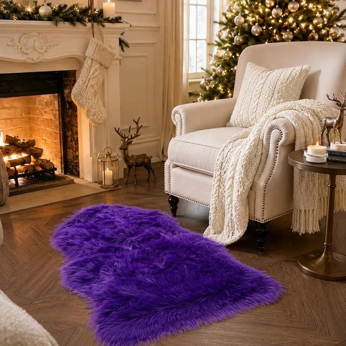 EasyJoy Faux Sheepskin Rug, Fluffy Faux Fur Rug, Ultra Soft Shag Area Rug - Image 6