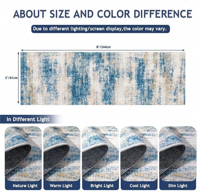 Runners for Hallways 2x8 Kitchen Runner Rugs，Modern Abstract Rug Runners for - Image 2
