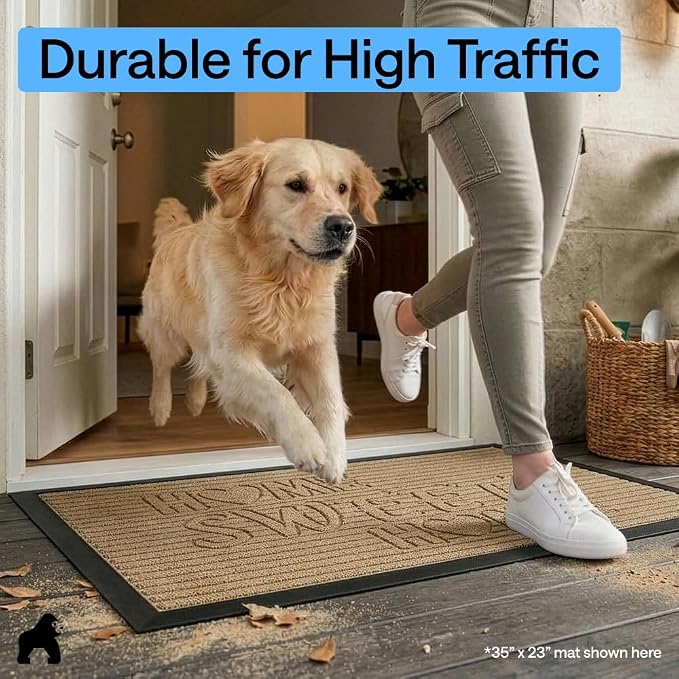 GORILLA GRIP 100% Waterproof All-Season WeatherMAX Doormat US Designed Natural - Image 7