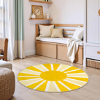 Lahome Yellow Rainbow Sun Round Rug: 3ft Washable & Non-Slip Low Pile - Image 7